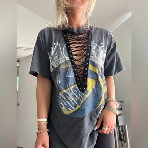 First Of A Kind- vintage Pacers T shirt with lace up detail down the front